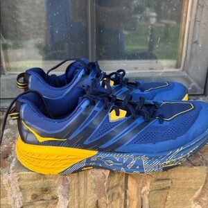 Hoka Blue and Yellow Athletic Shoes